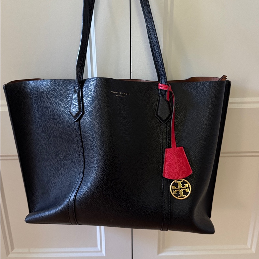 Tory Burch Black Tote with Red Accent